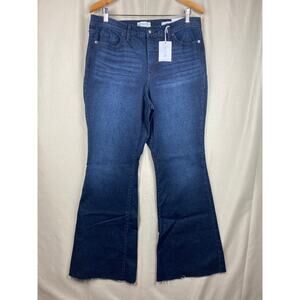 New Jessica Simpson Daisy Flare Jeans Womens sz 16 NWT Dark Wash Raw Hem